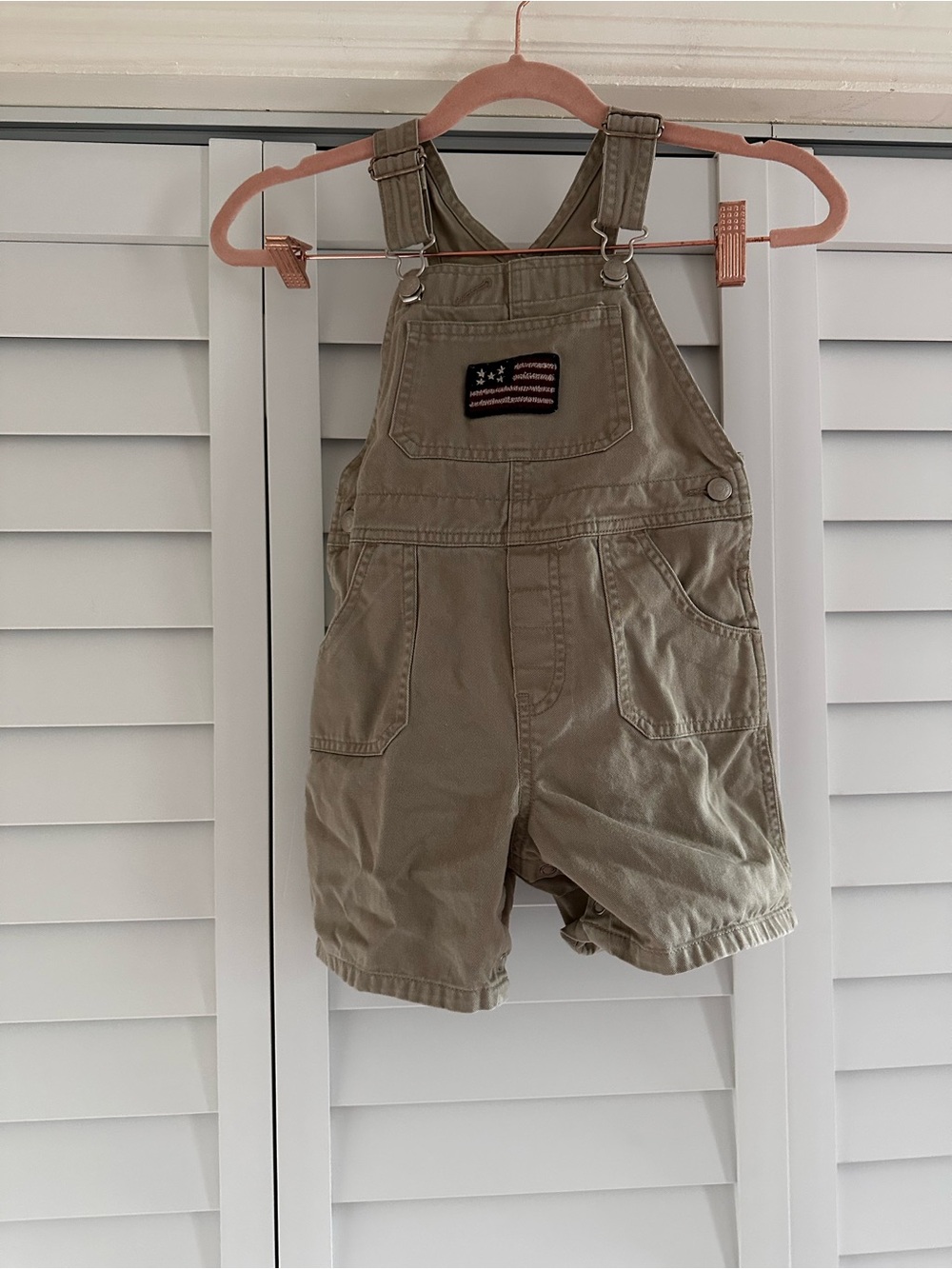 GAP Olive Short Overalls with Flag Patch